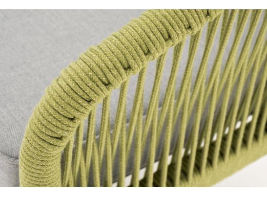 "Канны" диван 2-местный плетеный из роупа, каркас алюминий светло-серый (RAL7035) муар, роуп салатовый меланж круглый, ткань светло-серая в Набережных Челнах