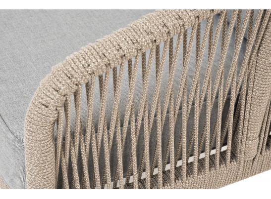 "Канны" диван 2-местный плетеный из роупа, каркас алюминий светло-серый (RAL7035) шагрень, роуп серый меланж круглый, ткань светло-серая в Набережных Челнах