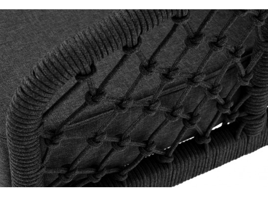 "Канны" диван 2-местный плетеный из роупа (узелки), каркас алюминий темно-серый (RAL7024) муар, роуп темно-серый круглый, ткань темно-серая 027 в Набережных Челнах