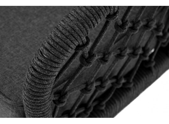 "Канны" диван 2-местный плетеный из роупа (узелки), каркас алюминий темно-серый (RAL7024) муар, роуп темно-серый круглый, ткань темно-серая 027 в Набережных Челнах