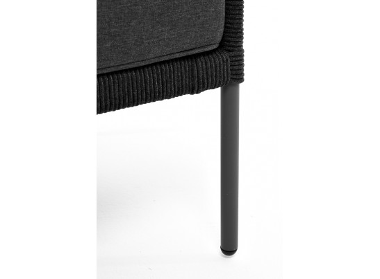 "Канны" диван 2-местный плетеный из роупа (узелки), каркас алюминий темно-серый (RAL7024) муар, роуп темно-серый круглый, ткань темно-серая 027 в Набережных Челнах