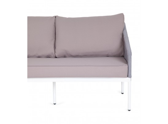 "Канны" диван 2-местный плетеный из роупа, каркас алюминий белый, роуп светло-серый кругл, ткань серая в Набережных Челнах "Канны" диван 2-местный плетеный из роупа, каркас алюминий белый, роуп светло-серый кругл, ткань серая в Набережных Челнах