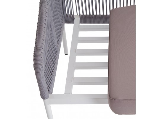 "Канны" диван 2-местный плетеный из роупа, каркас алюминий белый, роуп светло-серый кругл, ткань серая в Набережных Челнах "Канны" диван 2-местный плетеный из роупа, каркас алюминий белый, роуп светло-серый кругл, ткань серая в Набережных Челнах