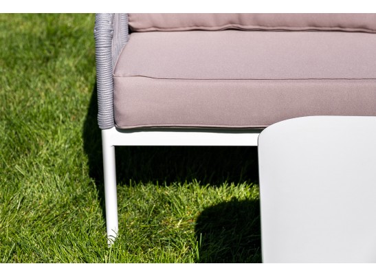 "Канны" диван 2-местный плетеный из роупа, каркас алюминий белый, роуп светло-серый кругл, ткань серая в Набережных Челнах "Канны" диван 2-местный плетеный из роупа, каркас алюминий белый, роуп светло-серый кругл, ткань серая в Набережных Челнах