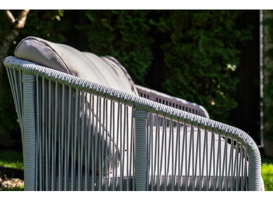 "Канны" диван 2-местный плетеный из роупа, каркас алюминий белый, роуп светло-серый кругл, ткань серая в Набережных Челнах "Канны" диван 2-местный плетеный из роупа, каркас алюминий белый, роуп светло-серый кругл, ткань серая в Набережных Челнах