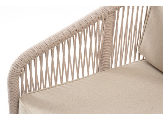 "Канны" диван 2-местный плетеный из роупа, каркас алюминий белый, роуп бежевый, ткань бежевая в Набережных Челнах "Канны" диван 2-местный плетеный из роупа, каркас алюминий белый, роуп бежевый, ткань бежевая в Набережных Челнах