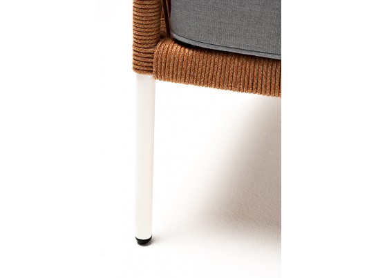 "Канны" кресло плетеное из роупа, каркас алюминий светло-серый (RAL7035) муар, роуп светло-серый круглый, ткань светло-серая в Набережных Челнах