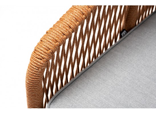 "Канны" кресло плетеное из роупа, каркас алюминий светло-серый (RAL7035) муар, роуп светло-серый круглый, ткань светло-серая в Набережных Челнах