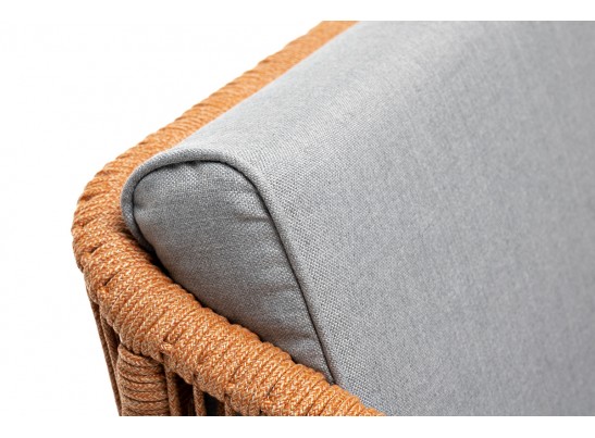 "Канны" кресло плетеное из роупа, каркас алюминий светло-серый (RAL7035) муар, роуп светло-серый круглый, ткань светло-серая в Набережных Челнах