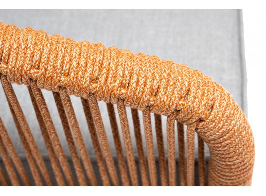 "Канны" кресло плетеное из роупа, каркас алюминий светло-серый (RAL7035) муар, роуп светло-серый круглый, ткань светло-серая в Набережных Челнах