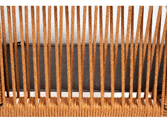 "Канны" кресло плетеное из роупа, каркас алюминий светло-серый (RAL7035) муар, роуп светло-серый круглый, ткань светло-серая в Набережных Челнах