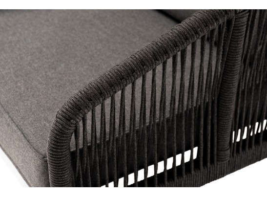 "Канны" кресло плетеное из роупа, каркас алюминий темно-серый (RAL7024) муар, роуп темно-серый круглый, ткань темно-серая 027 в Набережных Челнах