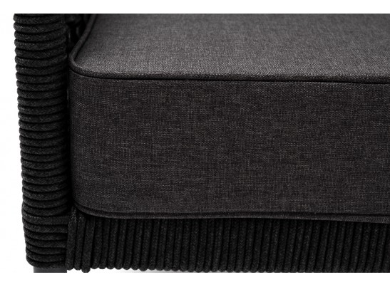 "Канны" кресло плетеное из роупа (узелки), каркас алюминий темно-серый (RAL7024) муар, роуп темно-серый круглый, ткань темно-серая 027 в Набережных Челнах