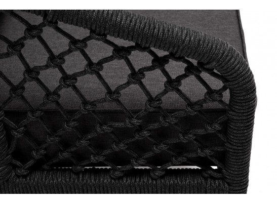 "Канны" кресло плетеное из роупа (узелки), каркас алюминий темно-серый (RAL7024) муар, роуп темно-серый круглый, ткань темно-серая 027 в Набережных Челнах