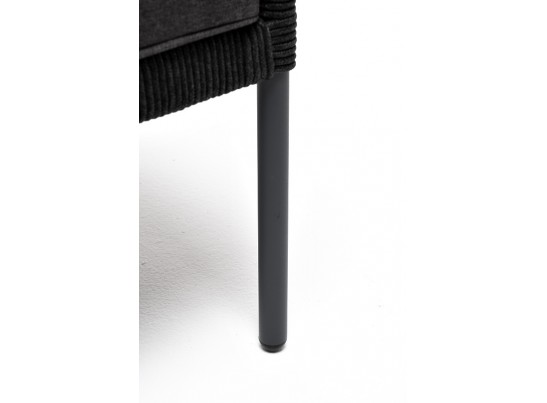 "Канны" кресло плетеное из роупа (узелки), каркас алюминий темно-серый (RAL7024) муар, роуп темно-серый круглый, ткань темно-серая 027 в Набережных Челнах