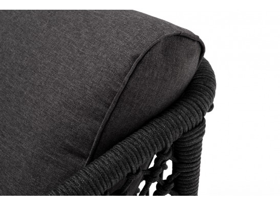 "Канны" кресло плетеное из роупа (узелки), каркас алюминий темно-серый (RAL7024) муар, роуп темно-серый круглый, ткань темно-серая 027 в Набережных Челнах