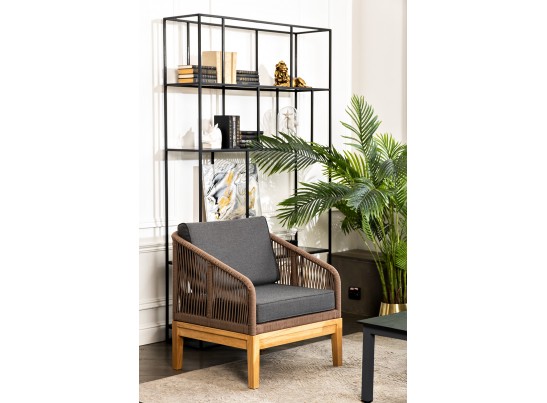 "Канны" лаунж-зона 4-ая из роупа со столиком "Канны" (серый гранит), основание дуб, роуп коричневый в Набережных Челнах