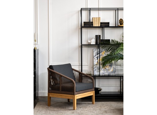 "Канны" лаунж-зона 4-ая из роупа со столиком "Канны" (серый гранит), основание дуб, роуп коричневый в Набережных Челнах