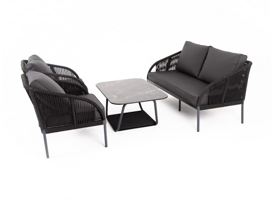 "Канны" лаунж-зона 4-местная плетеная из роупа (веревки), цвет темно-серый в Набережных Челнах