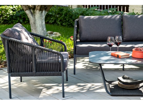 "Канны" лаунж-зона 4-местная плетеная из роупа (веревки), цвет темно-серый в Набережных Челнах