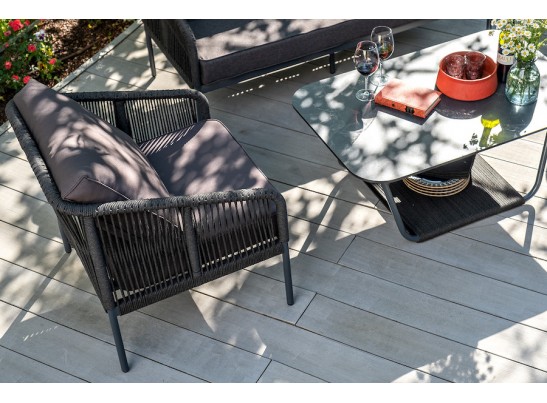 "Канны" лаунж-зона 4-местная плетеная из роупа (веревки), цвет темно-серый в Набережных Челнах