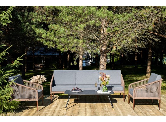 "Канны" лаунж-зона 5-местная плетеная из роупа (веревки), роуп коричневый в Набережных Челнах