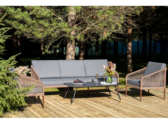 "Канны" лаунж-зона 5-местная плетеная из роупа (веревки), роуп коричневый в Набережных Челнах