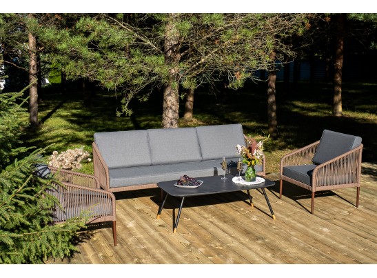 "Канны" лаунж-зона 5-местная плетеная из роупа (веревки), роуп коричневый в Набережных Челнах