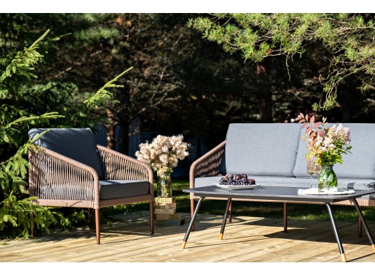 "Канны" лаунж-зона 5-местная плетеная из роупа (веревки), роуп коричневый в Набережных Челнах