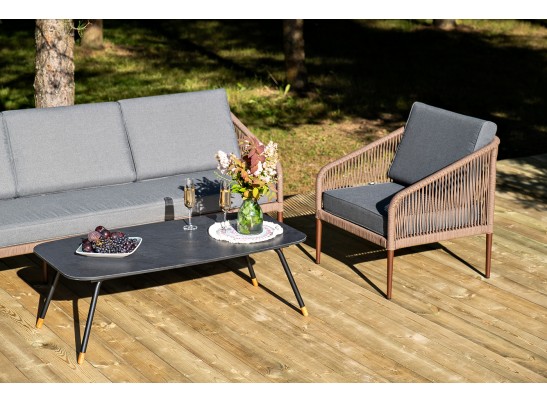 "Канны" лаунж-зона 5-местная плетеная из роупа (веревки), роуп коричневый в Набережных Челнах