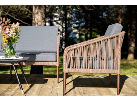 "Канны" лаунж-зона 5-местная плетеная из роупа (веревки), роуп коричневый в Набережных Челнах