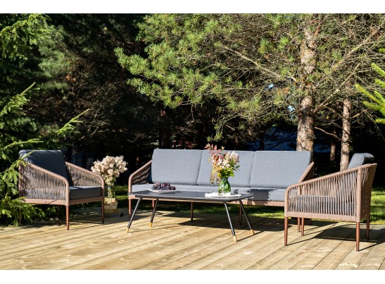 "Канны" лаунж-зона 5-местная плетеная из роупа (веревки), роуп коричневый в Набережных Челнах