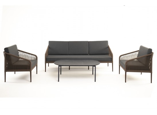 "Канны" лаунж-зона 5-местная плетеная из роупа (веревки), роуп коричневый в Набережных Челнах