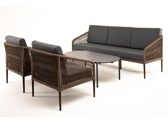 "Канны" лаунж-зона 5-местная плетеная из роупа (веревки), роуп коричневый в Набережных Челнах