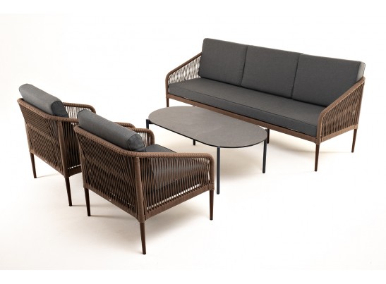 "Канны" лаунж-зона 5-местная плетеная из роупа (веревки), роуп коричневый в Набережных Челнах