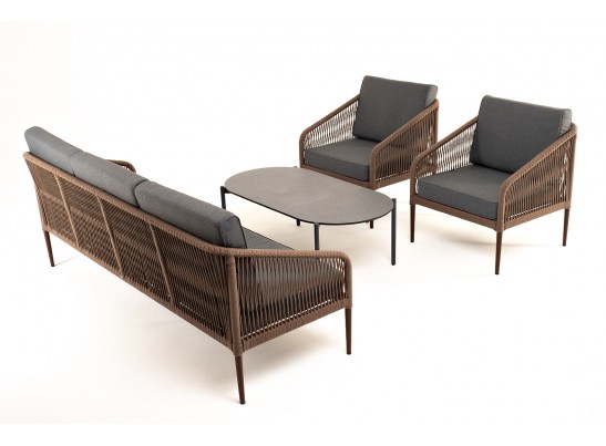 "Канны" лаунж-зона 5-местная плетеная из роупа (веревки), роуп коричневый в Набережных Челнах