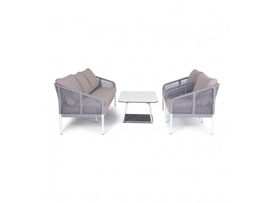 "Канны" лаунж-зона 5-местная плетеная из роупа (веревки), цвет светло-серый в Набережных Челнах