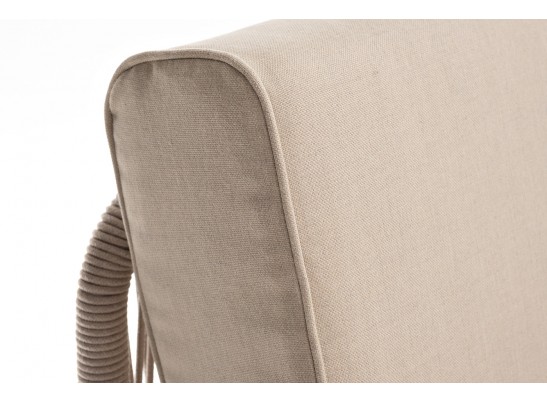 "Канны" левый модуль плетеный из роупа, каркас алюминий белый муар, роуп бежевый круглый, ткань бежевая 035 в Набережных Челнах