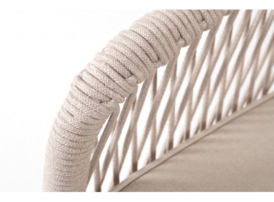 "Канны" правый модуль плетеный из роупа, основание дуб, роуп бежевый круглый, ткань бежевая 052 в Набережных Челнах