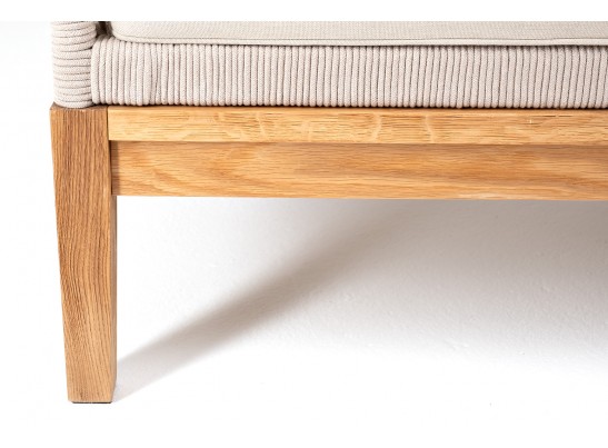 "Канны" правый модуль плетеный из роупа, основание дуб, роуп бежевый круглый, ткань бежевая 052 в Набережных Челнах