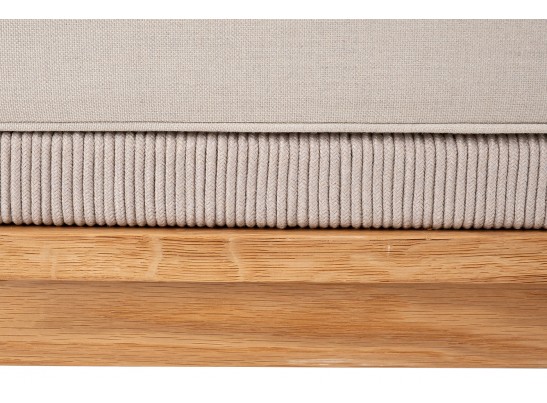 "Канны" правый модуль плетеный из роупа, основание дуб, роуп бежевый круглый, ткань бежевая 052 в Набережных Челнах