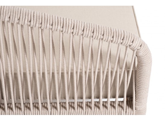 "Канны" правый модуль плетеный из роупа, основание дуб, роуп бежевый круглый, ткань бежевая 052 в Набережных Челнах