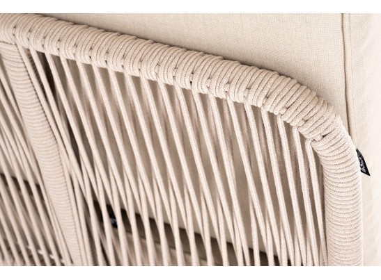 "Канны" угловой модуль плетеный из роупа, основание дуб, роуп бежевый круглый, ткань бежевая 052 в Набережных Челнах