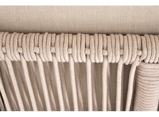 "Канны" угловой модуль плетеный из роупа, основание дуб, роуп бежевый круглый, ткань бежевая 052 в Набережных Челнах