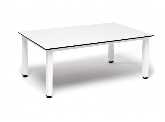 "Канны" журнальный столик из HPL 90х60, H40, каркас белый, цвет столешницы "молочный" в Набережных Челнах