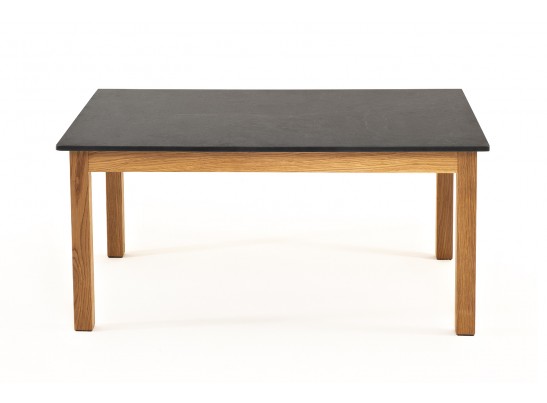 "Канны" журнальный столик из HPL 90х60, H40, основание дуб, цвет столешницы "серый гранит" в Набережных Челнах