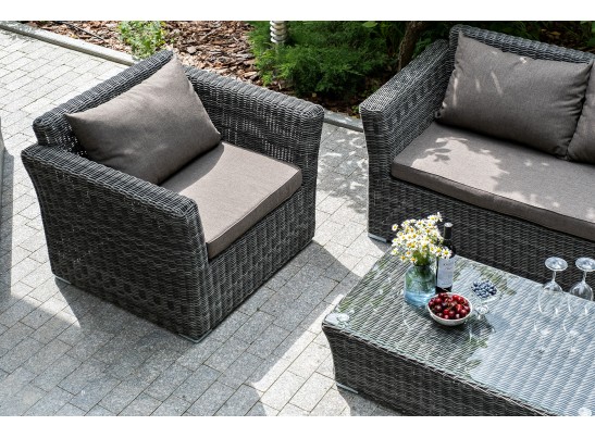 "Капучино Сингл" лаунж-зона из искусственного ротанга, цвет графит в Набережных Челнах