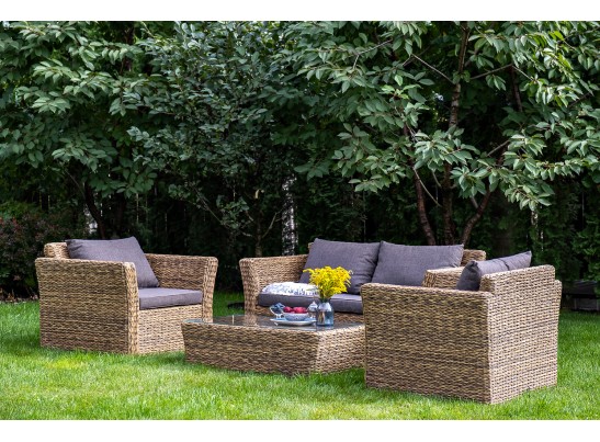 "Капучино" диван из искусственного ротанга (гиацинт) двухместный, цвет соломенный в Набережных Челнах