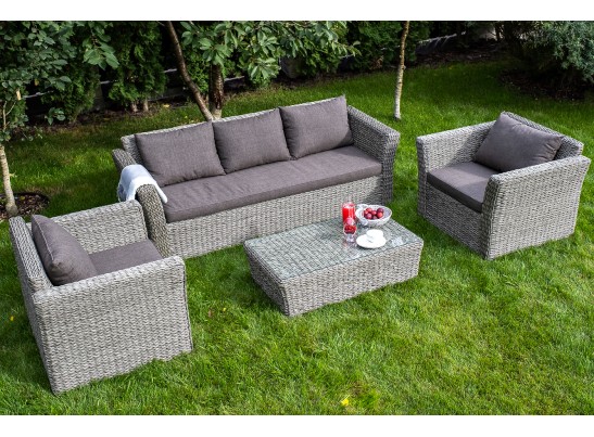 "Капучино" диван из искусственного ротанга (гиацинт) трехместный, цвет серый в Набережных Челнах