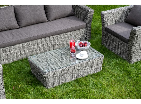 "Капучино" диван из искусственного ротанга (гиацинт) трехместный, цвет серый в Набережных Челнах